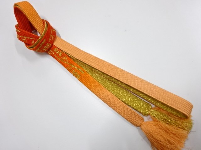 JAPANESE KIMONO / HAND-TIED OBIJIME CORD / SILK
